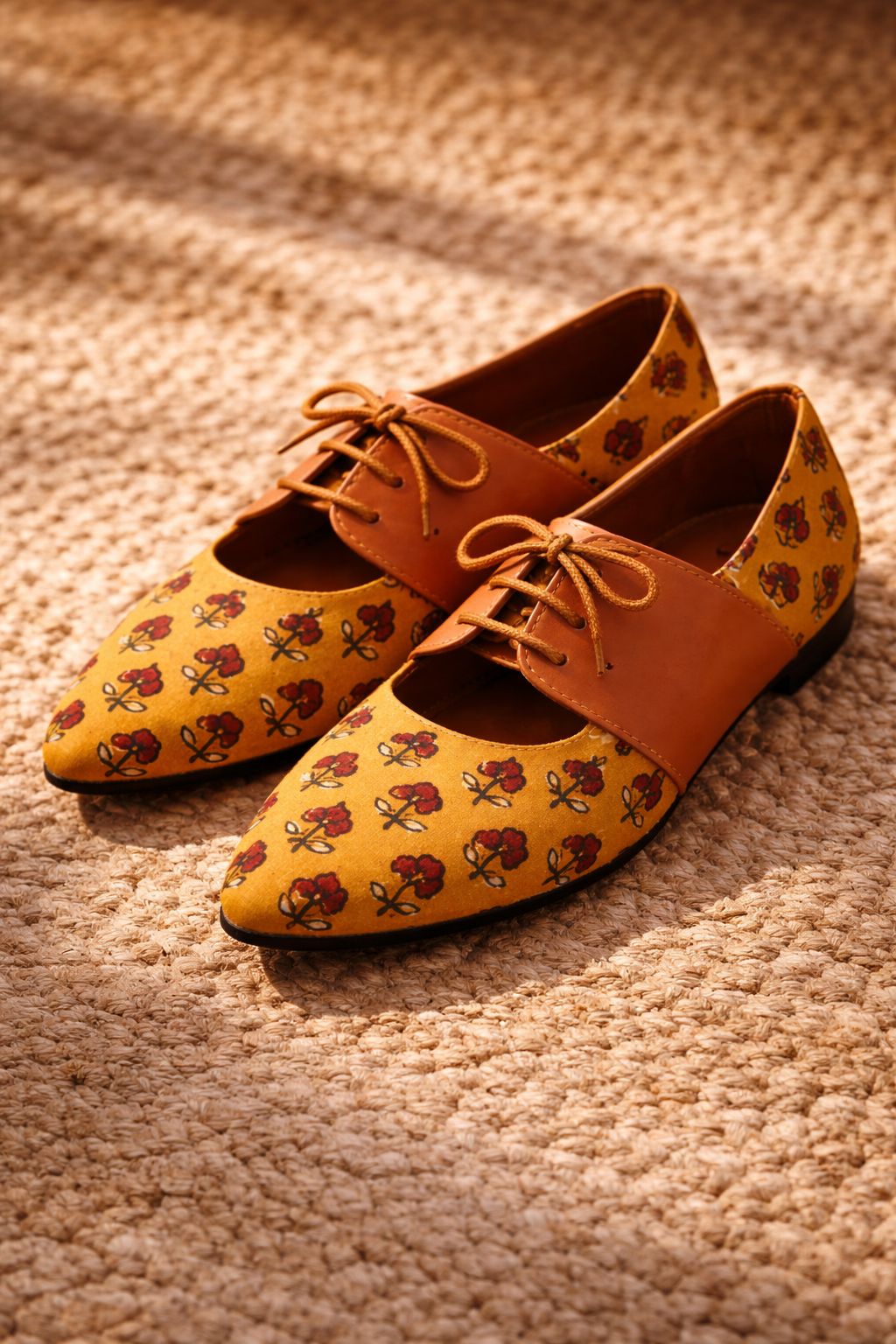 For the joyful-hearted mom - Yellow Heritage Printed Jutti
