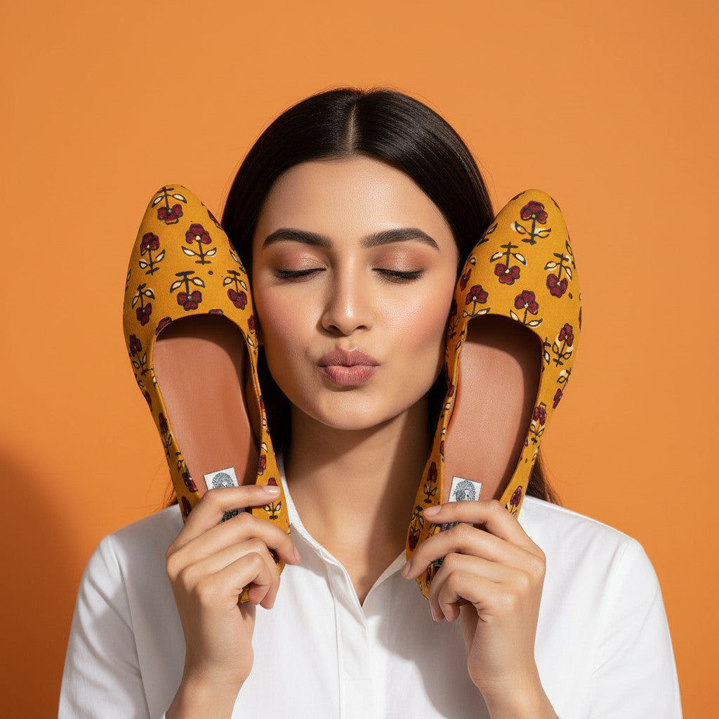 For the festive-soul mom - Mustard Heritage Jutti
