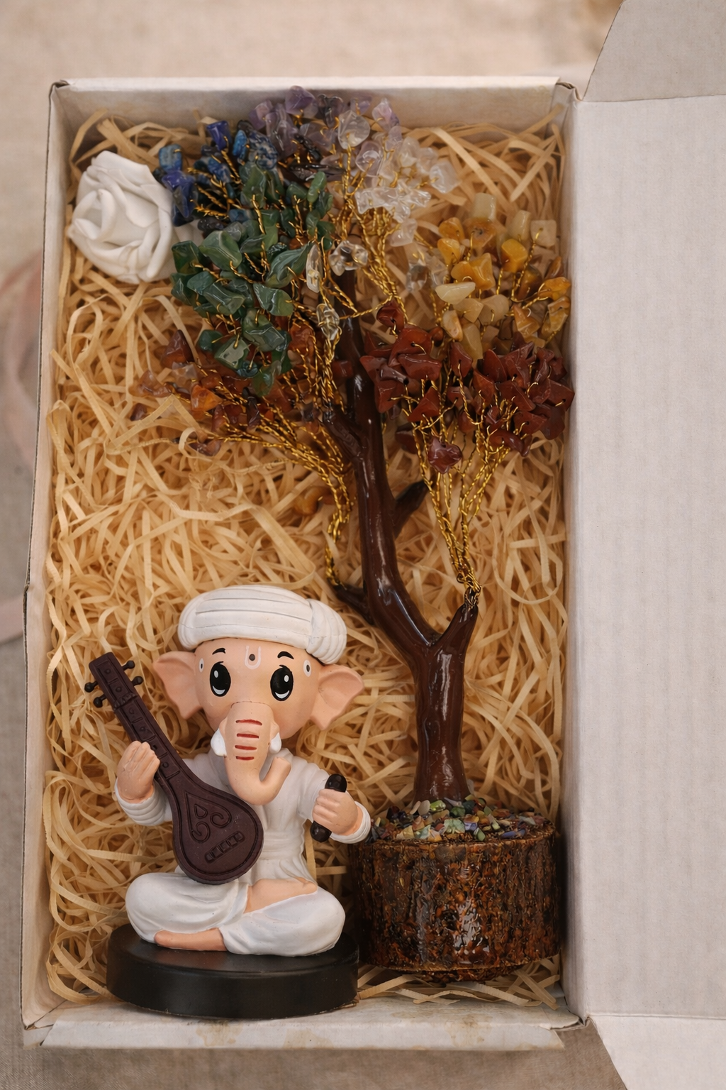 Crystal Wish Tree & Ganesha Bobble Head Gift Hamper