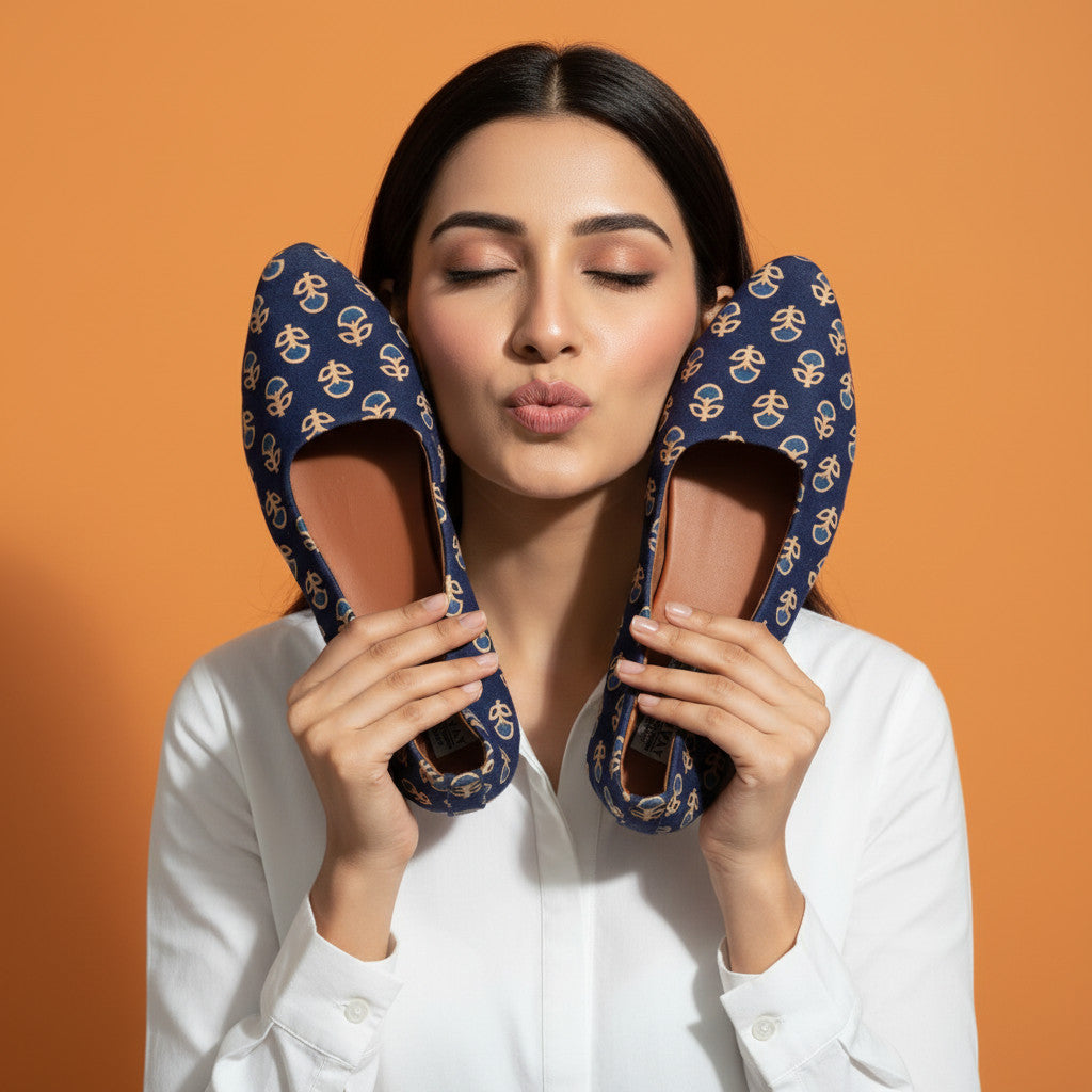 For the story-carrying mom - Navy Jutti