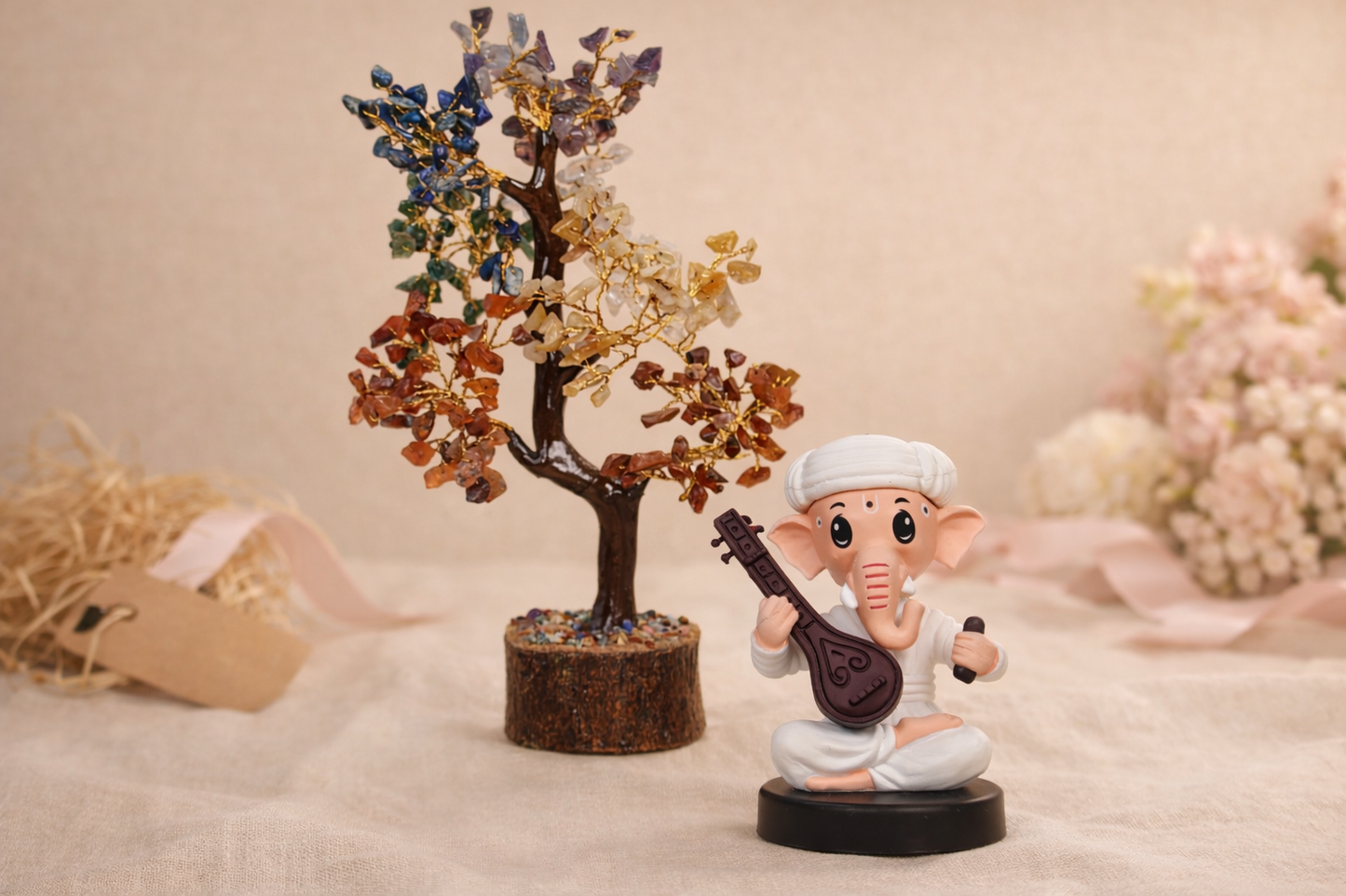 Crystal Wish Tree & Ganesha Bobble Head Gift Hamper
