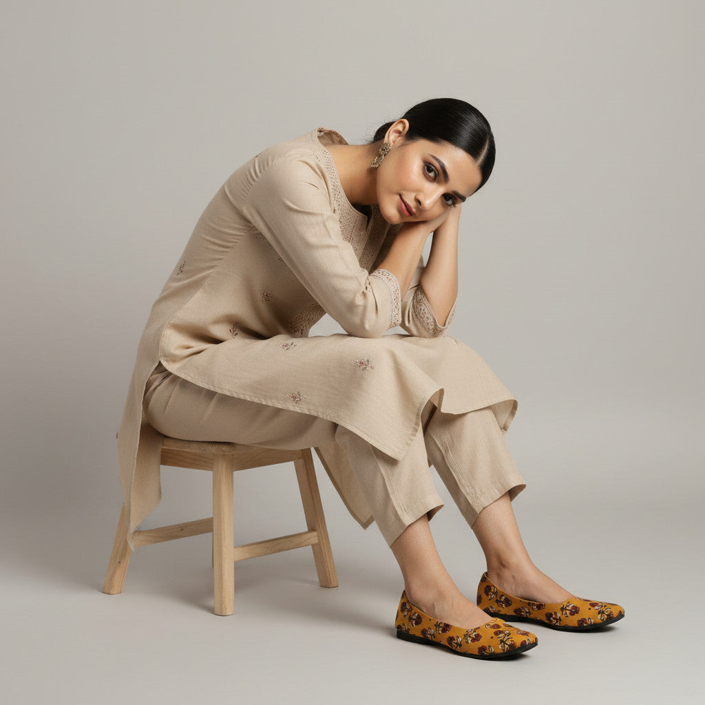 For the festive-soul mom - Mustard Heritage Jutti