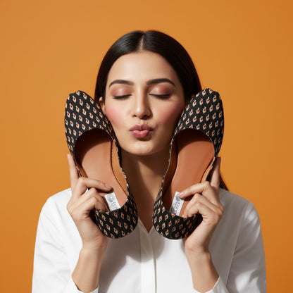 Ajrakh Print Leather Juttis – Handcrafted Slip-On Ethnic Flats