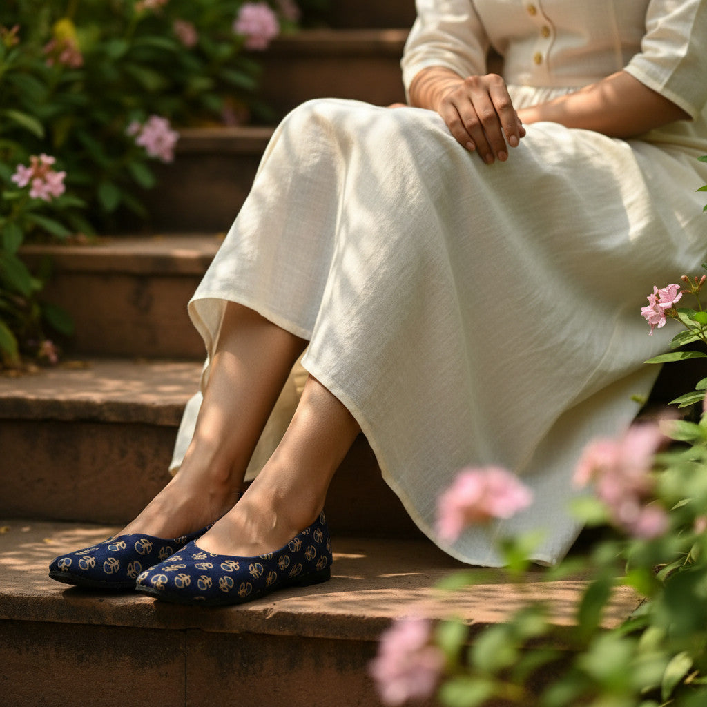 For the story-carrying mom - Navy Jutti