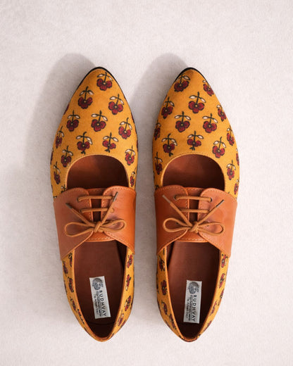 For the joyful-hearted mom - Yellow Heritage Printed Jutti