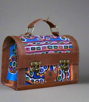 Rudhvay Hand-Crafted And Embroidery Leather Hut Bag (Medium)