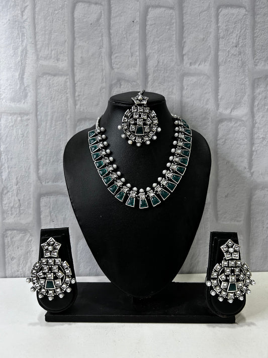 Rudhvay German Silver Set With Maang Tikka