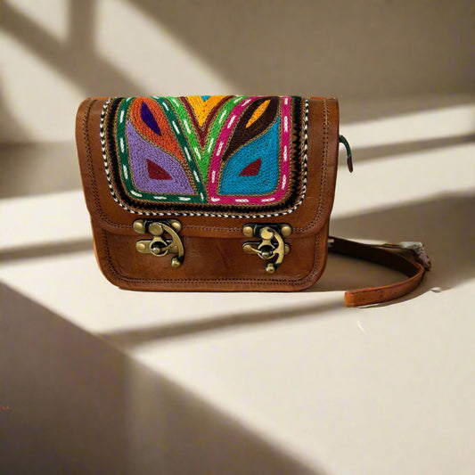 Rudhvay Hand-Crafted And Embroidery Leather Sling Bag