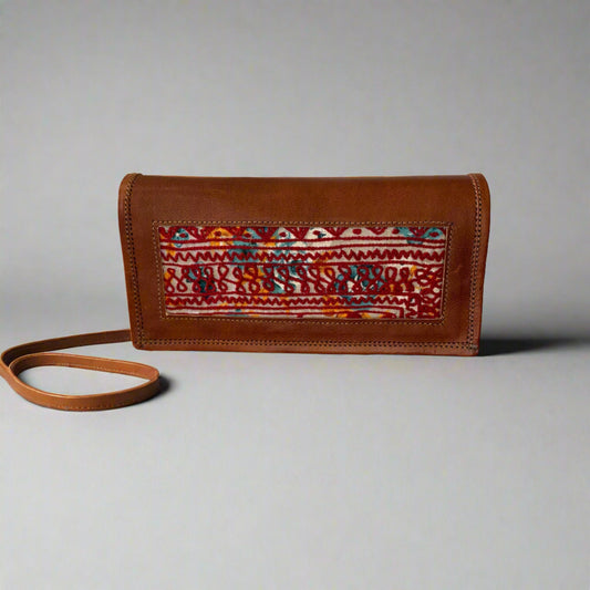 Rudhvay Hand-Crafted And Embroidery Leather Sling Bag & Wallet