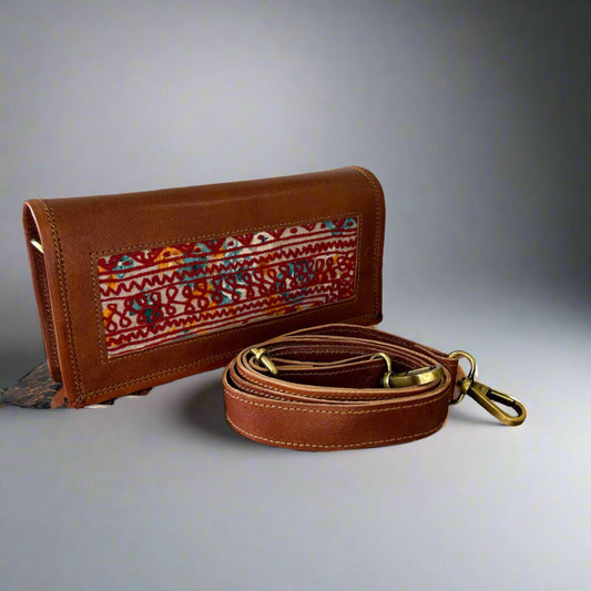 Rudhvay Hand-Crafted And Embroidery Leather Sling Bag & Wallet