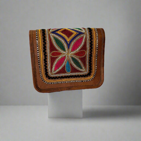 Rudhvay Hand-Crafted And Embroidery Leather Sling Bag