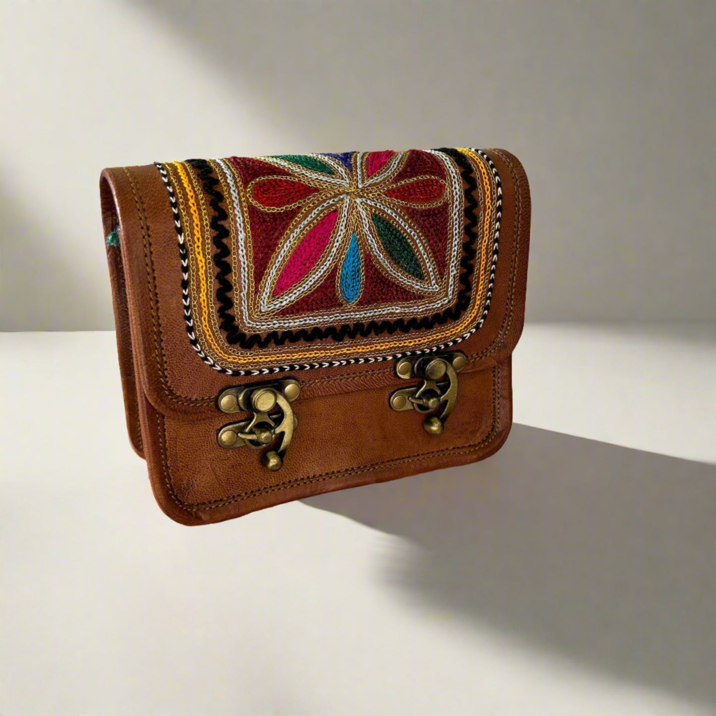 Rudhvay Hand-Crafted And Embroidery Leather Sling Bag