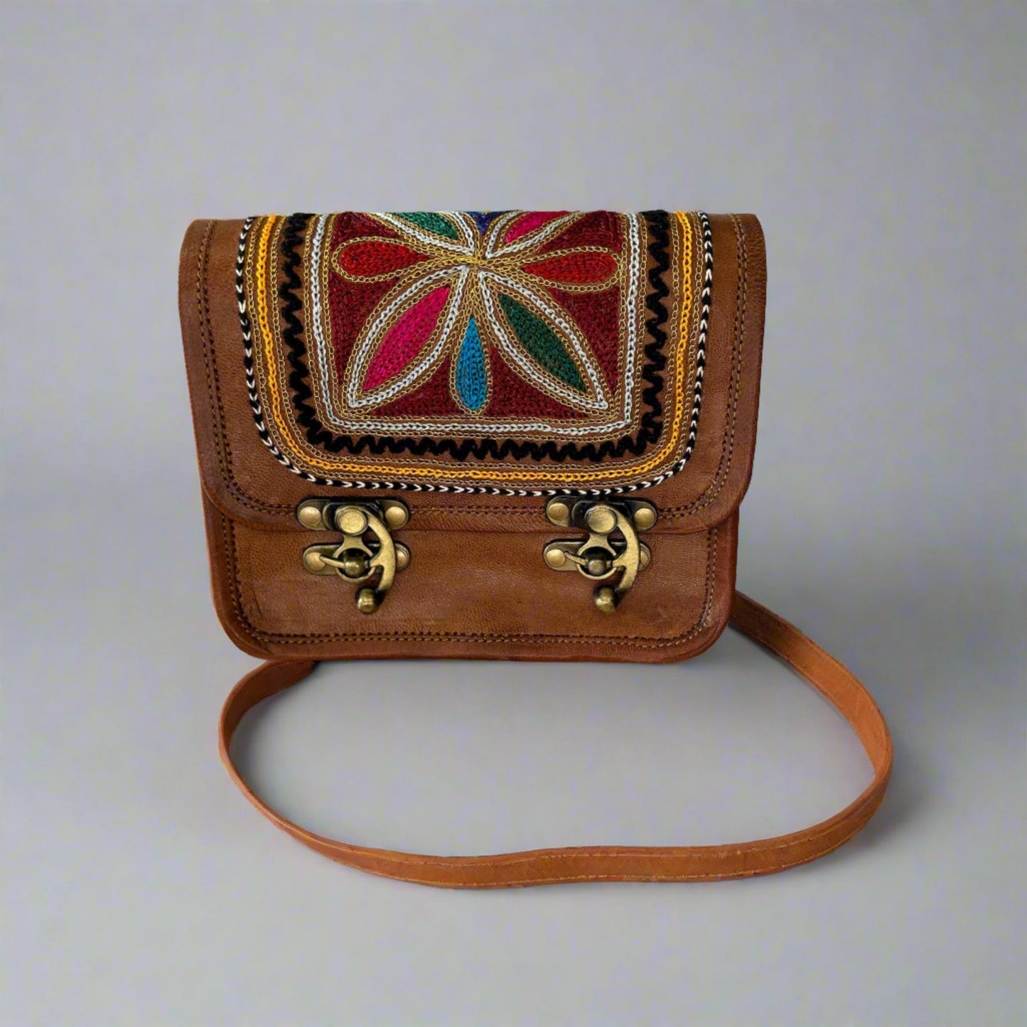 Rudhvay Hand-Crafted And Embroidery Leather Sling Bag