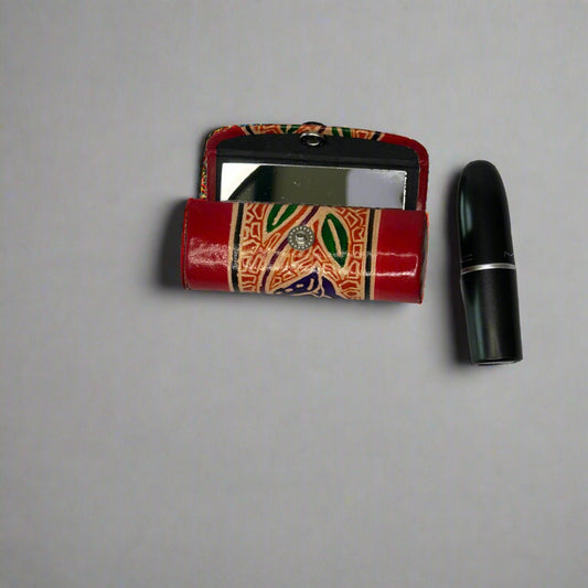 Rudhvay Hand Painted Leather Lipstick Case