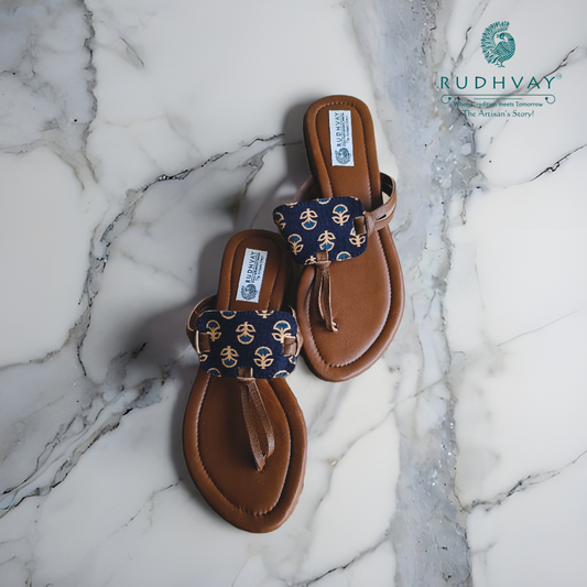 Rudhvay Blue Handcrafted Chappal