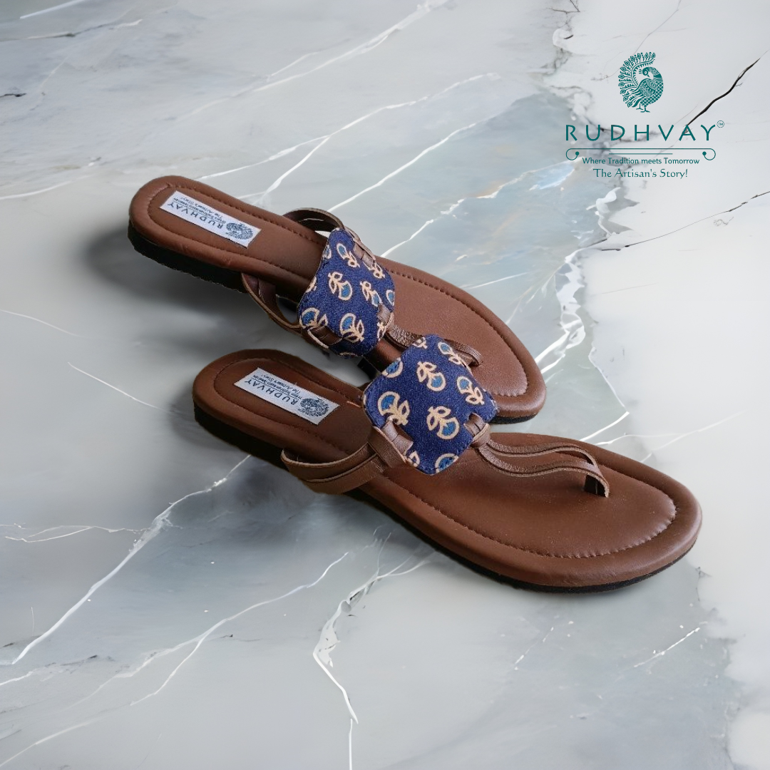 Rudhvay Blue Handcrafted Chappal