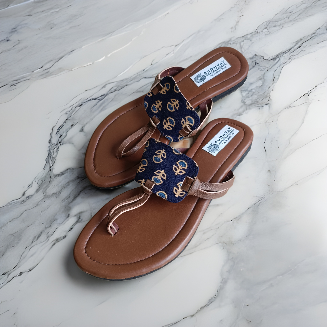 Rudhvay Blue Handcrafted Chappal